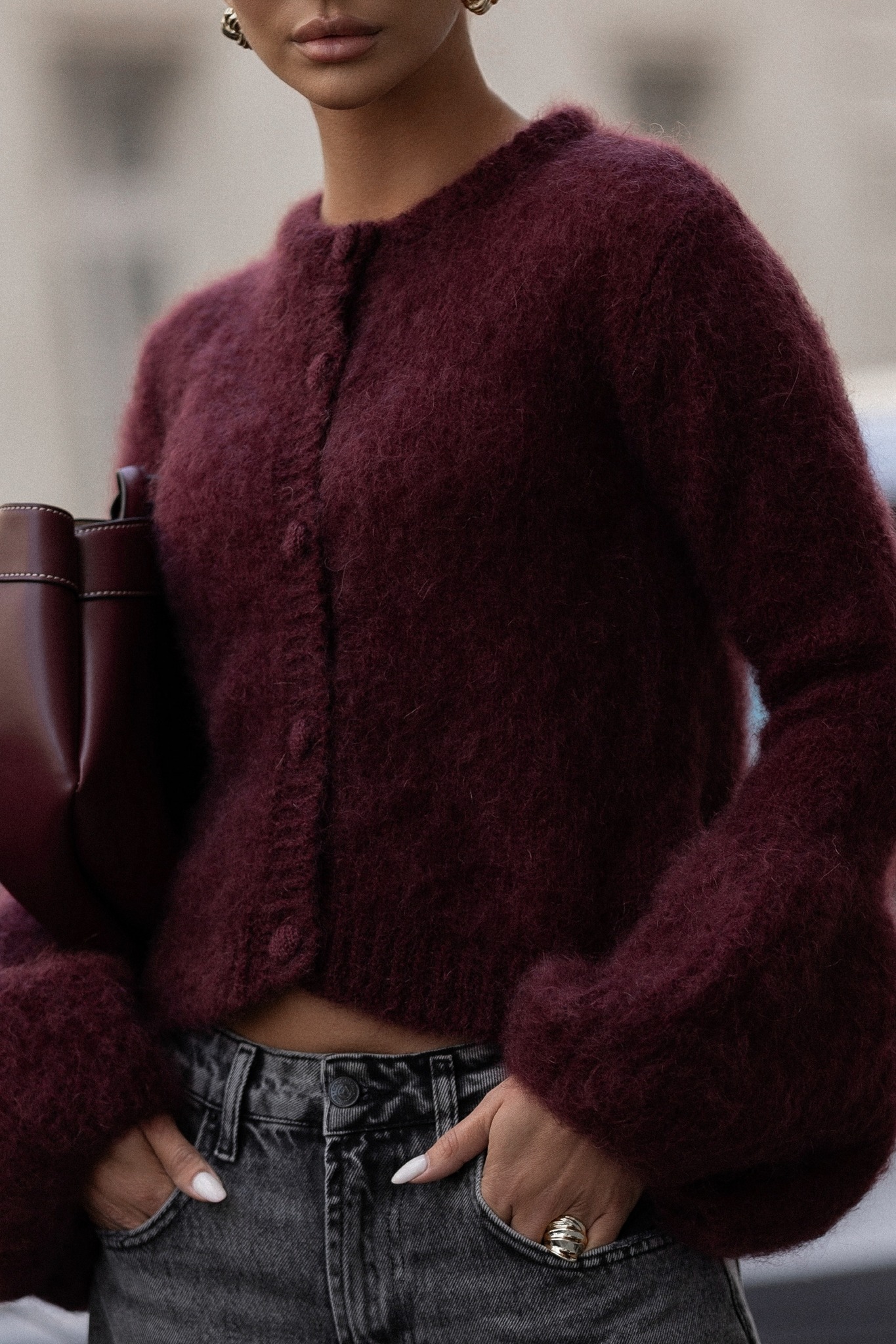 Kardigan mohair Nuée bordo