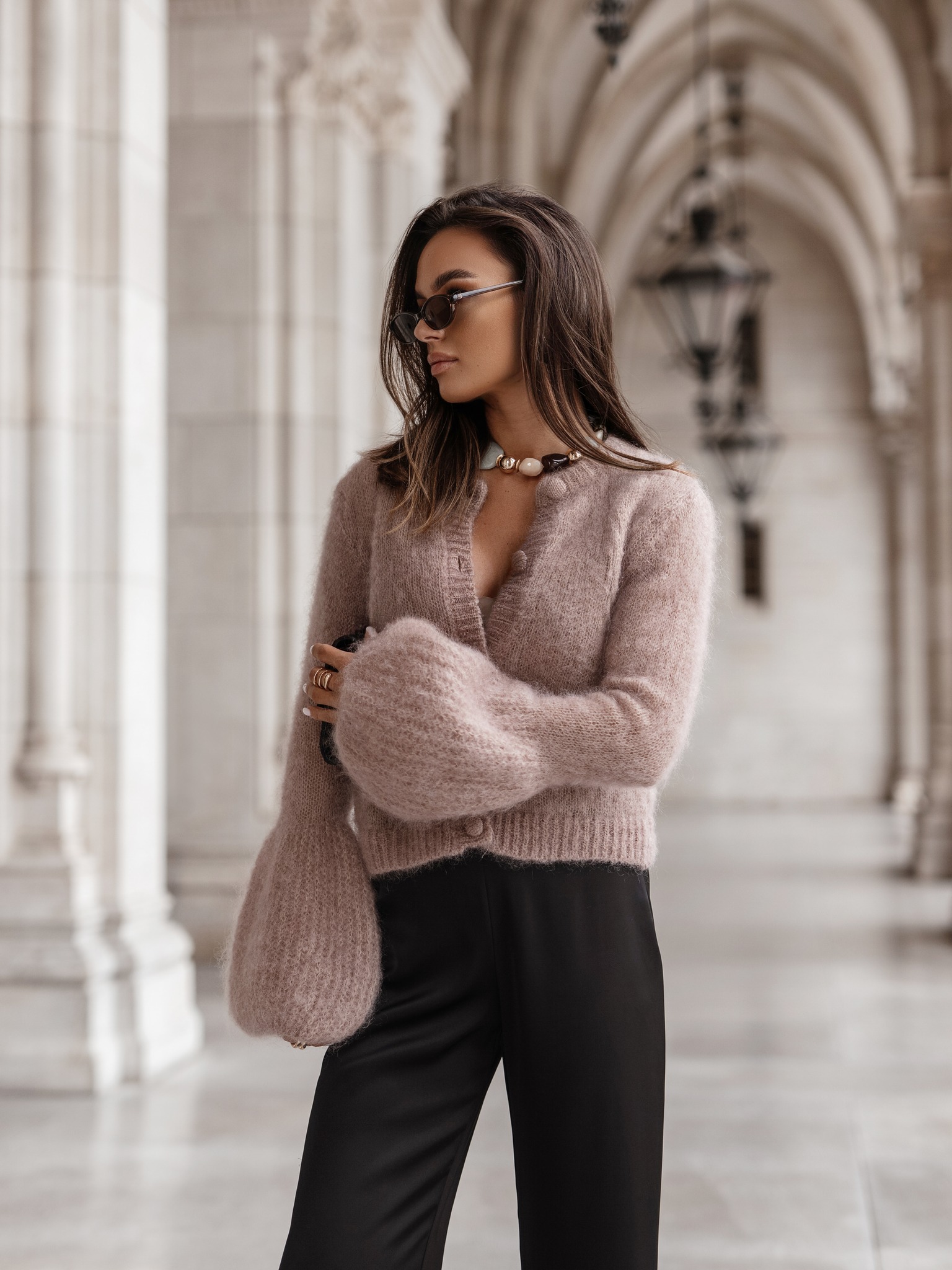 Kardigan mohair Nuée dark beige