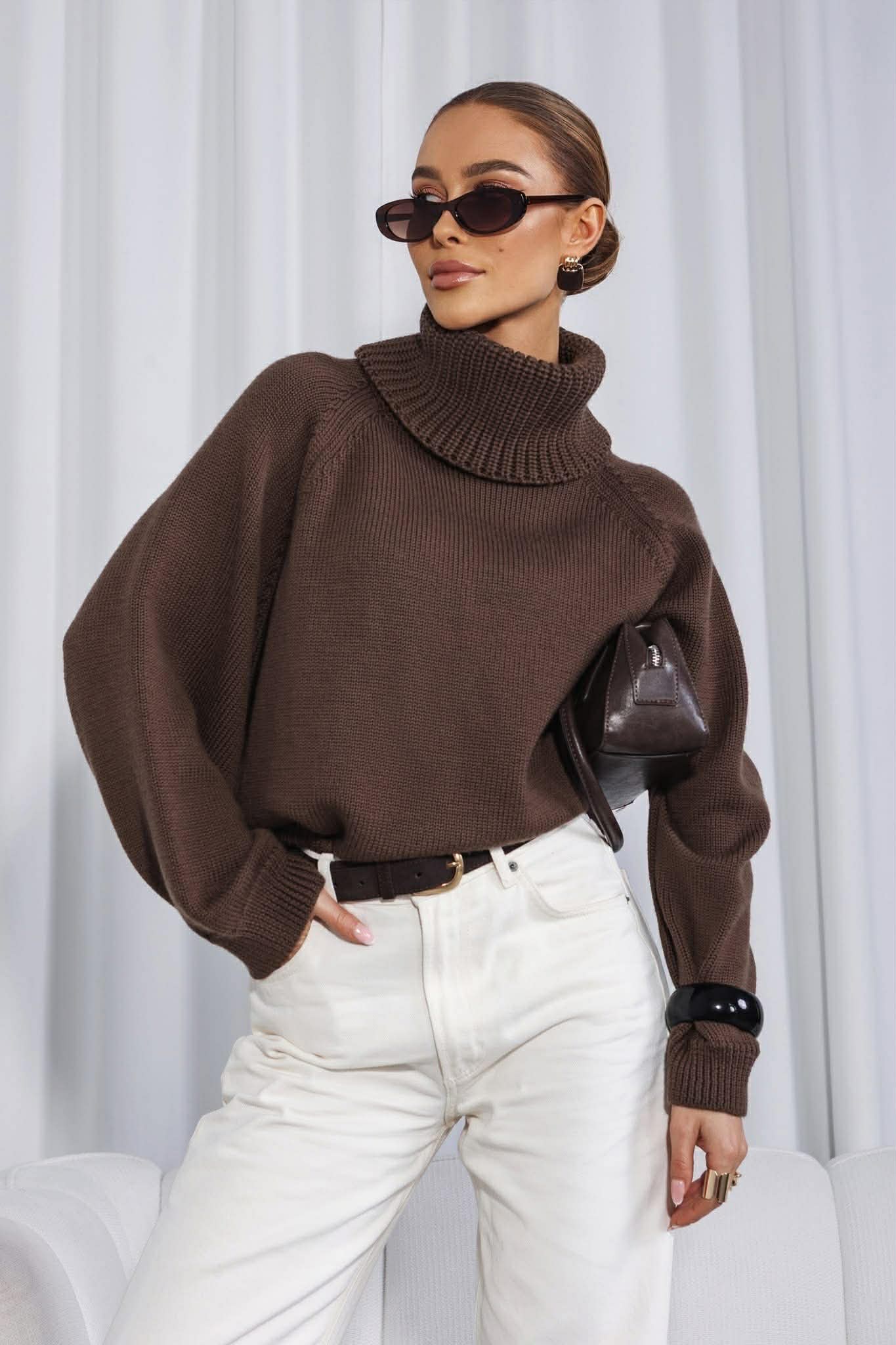 Sweter merino golf MILO brąz